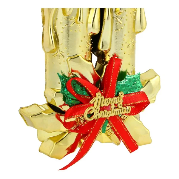 Adorno Navidad Colgante Navideño Con Velas Y Moño 17cm Colgante