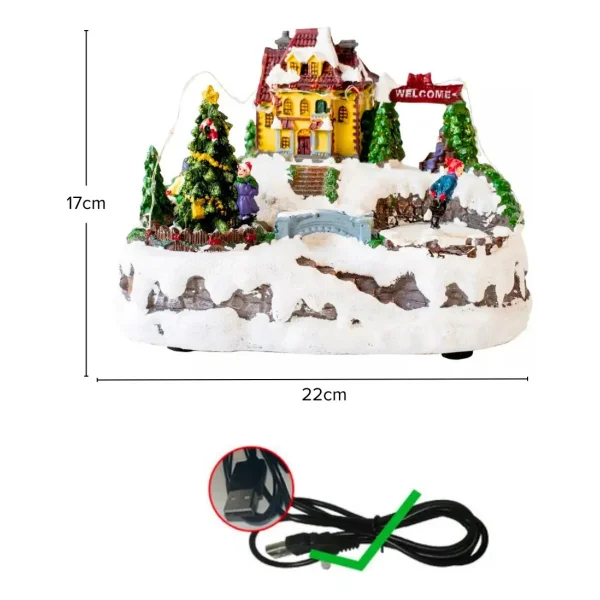 Adorno Navidad Escena Dickens Con Luz Sonido Y Movimiento Blanco