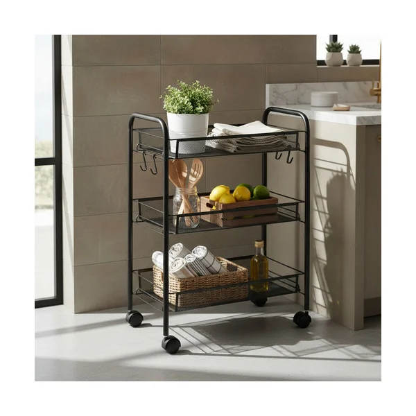 Carro Organizador Carrito Con 3 Estantes De Metal Multiuso