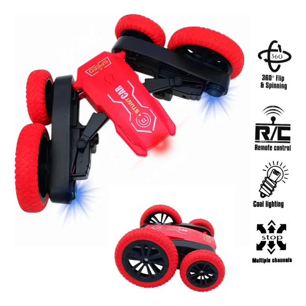 Auto A Control Remoto Stunt Car Giro 360 Acrobacias Pro Rojo Stunt Car