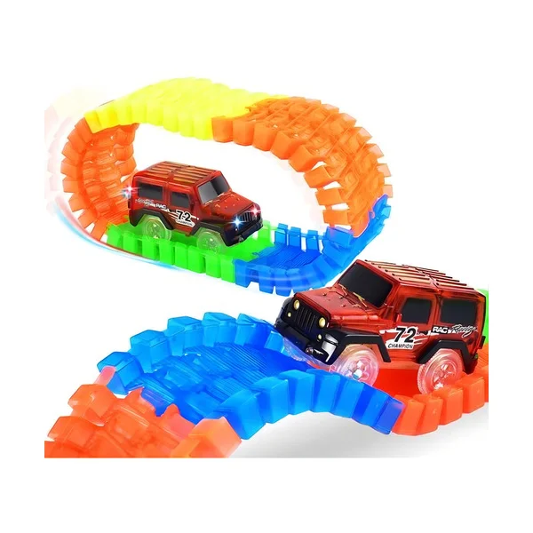 Pista Luminosa Flexible 56 Piezas Con Auto Led Expreso Polar Varios