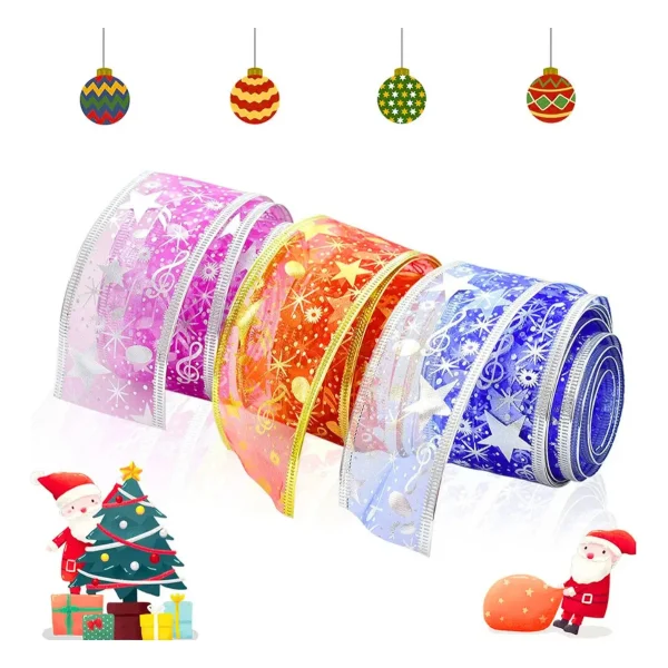 Cintas Navideñas Adornos Decoración Navidad 2,5cm 2,7mts