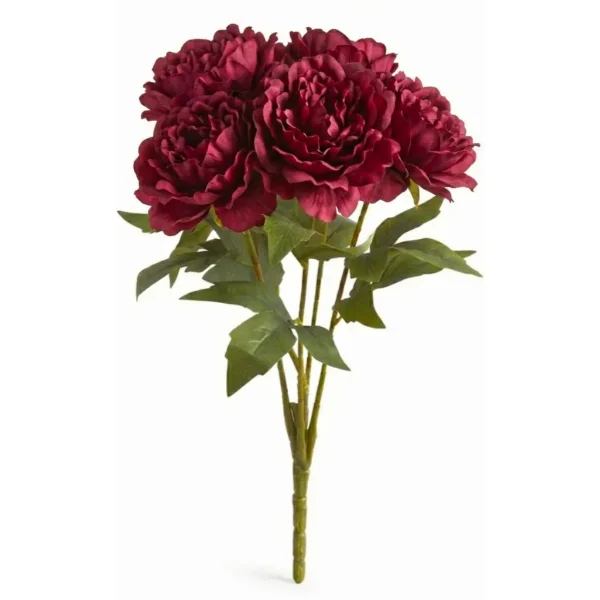Ramo De Peonias Flores Artificiales 40cm Decoracion Calidad Bordó