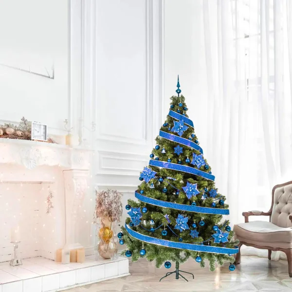 Arbol De Navidad Tronador Lujo Verde 2,10mts Pino Decorado Azul