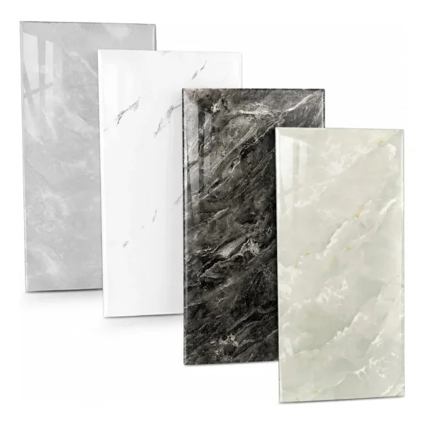 Revestimiento Pared Simil Mármol Pe Autoadhesivo Pack X20 Gris Tormenta