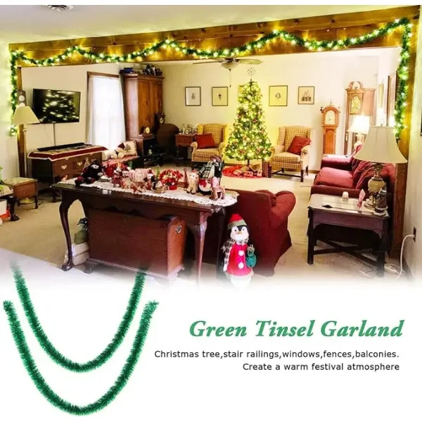 Guirnalda Boa Navidad Muerdago 9 Cm 2 Mts Deco Navideña X30u Verde Boa