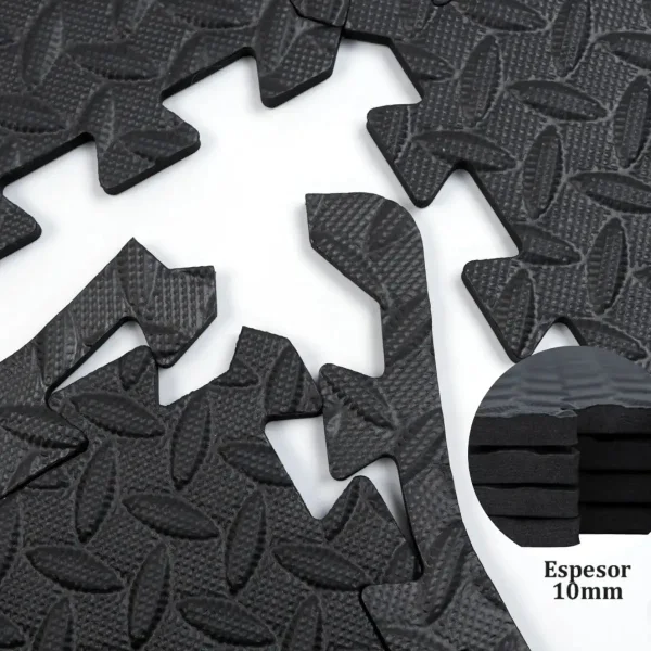 Piso Goma Eva Gym Pack X4 Encastrable 10mm Con Bordes