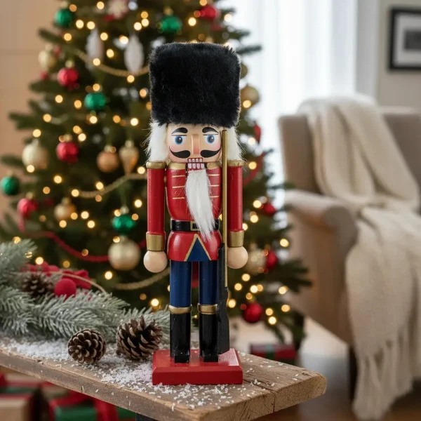 Cascanueces Soldado De Madera 20 Cm Adorno Navidad Madera Rojo