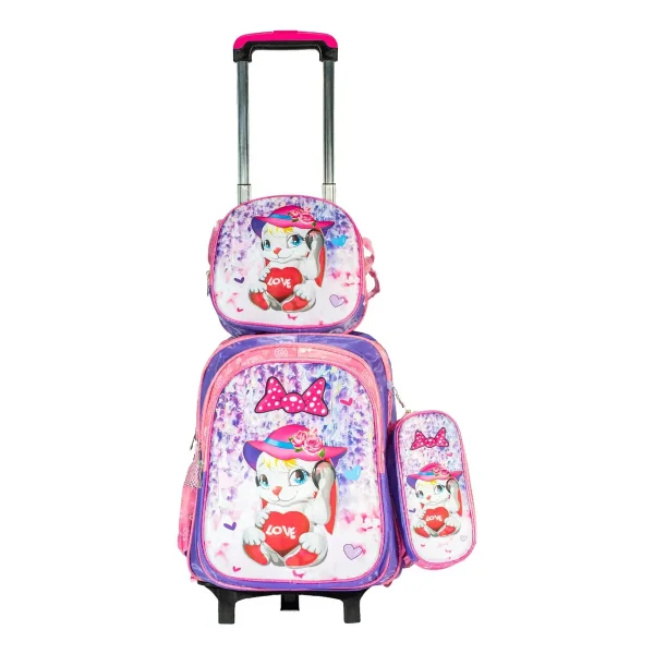 Mochila Carrito Espalda Escolar 2 En 1 Canopla Lunchera Luz