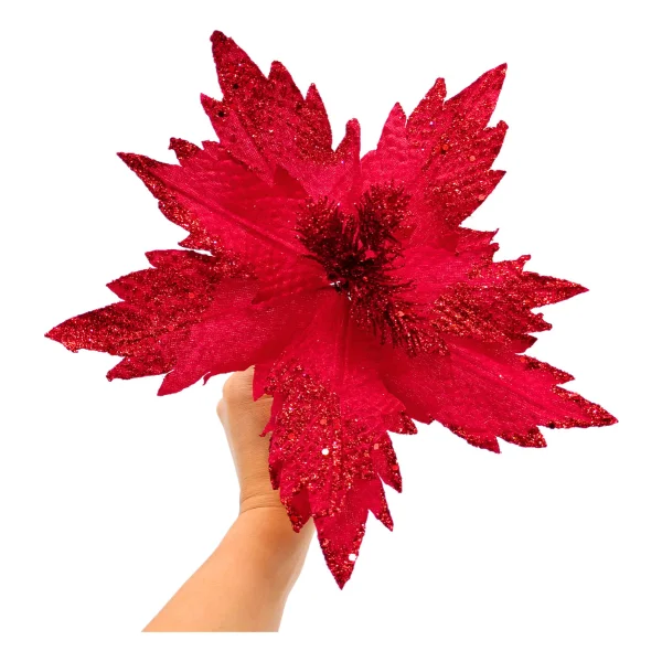 Flor 25cm Rojo Arbol De Navidad Adornos Decoración X4u