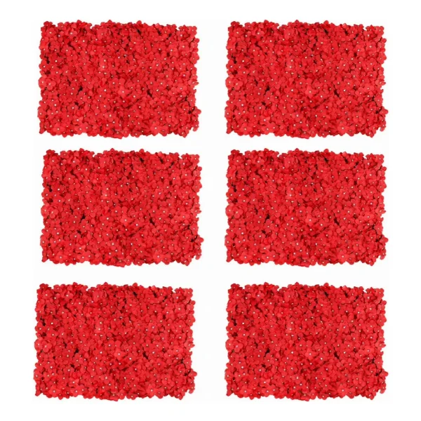 Panel Muro Jardín Vertical Deco Flores Artificiales Pack X6 Rojo