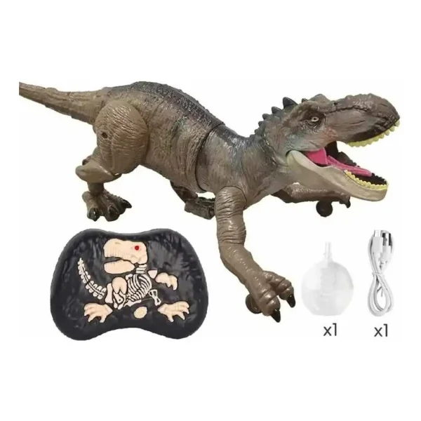 Dinosaurio Control Remoto Luces Sonidos Marron Claro