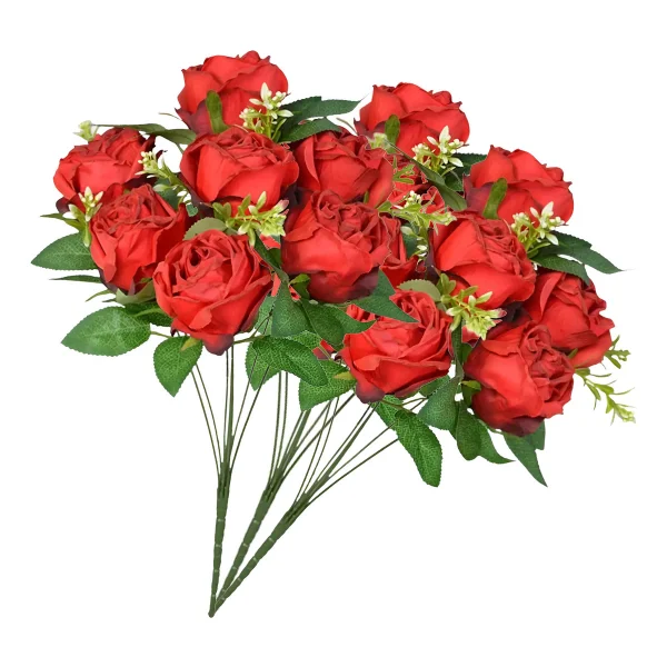 Ramo Rosas Artificiales Grande Flores Rojas Artificial 40cm Rojo