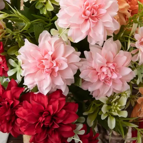 Ramo De Flores Artificiales Dalia 30cm Deco Hogar Pack X6 Lila