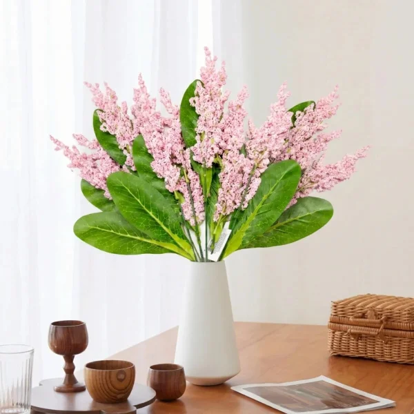 Ramo Artificial Flores Lavanda Astilbe Decoración Hogar 40cm Rosa Claro