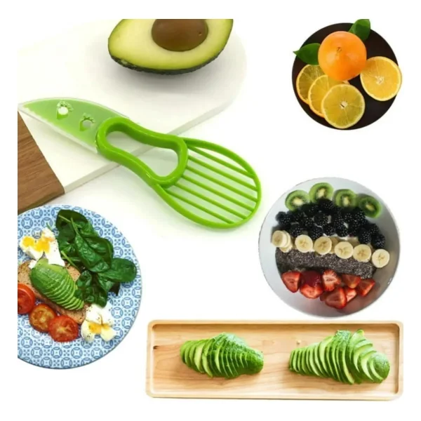 Cortador De Palta Multifuncional Cortador De Frutas 3 En 1 Verde