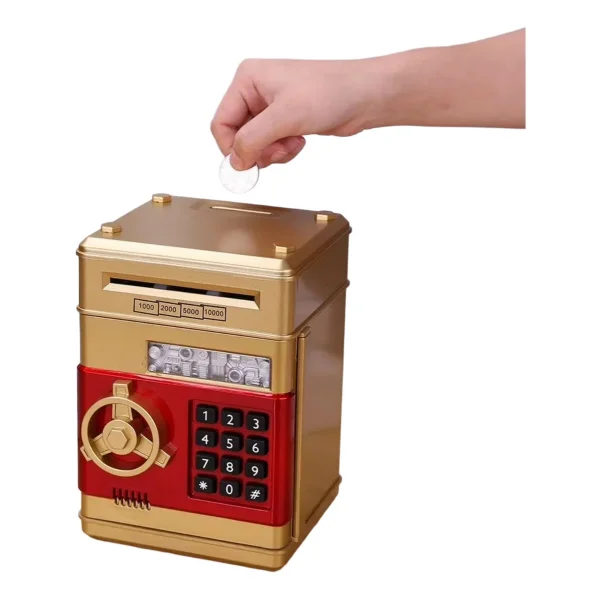 Alcancía Caja Fuerte Electrónica Billetes Moneda Para Niños Caja Fuerte Rojo
