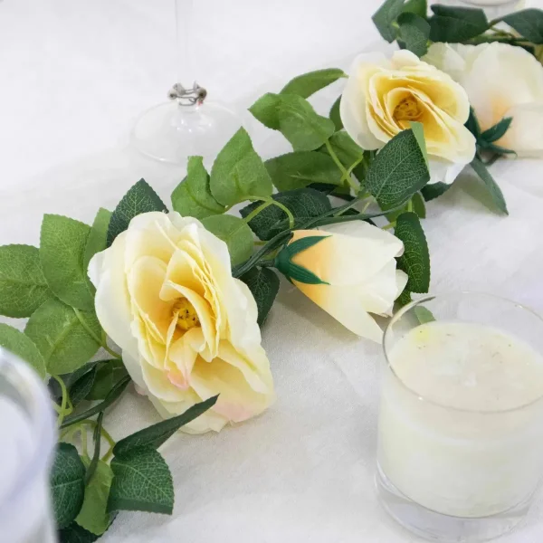 Flores Artificiales Enredadera Rosa Pack X3 Guía Guirnalda Blanco