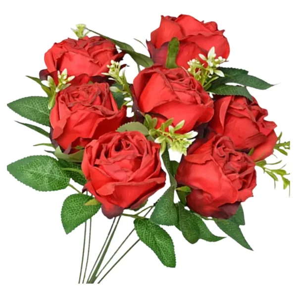 Flores Artificiales Ramo Rosas Rojas Grande 40cm Pack X6 Rojo