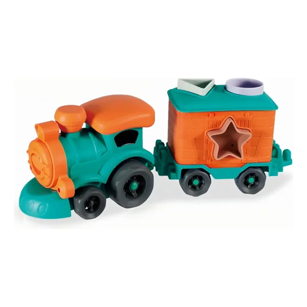 Tren Con Figuras Encastrables Juguete Eco Bioplastico Color Turquesa