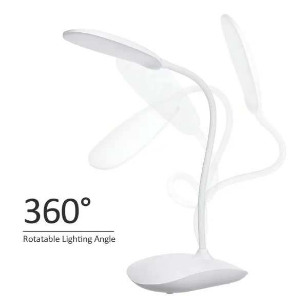 Lampara De Mesa Usb Velador Escritorio Luz Led Blanca Blanco
