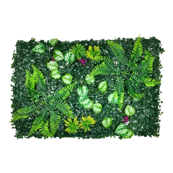 Jardín Vertical Cesped Artificial Flores Muro Verde 40x60cm Verde