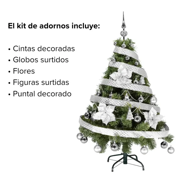  Arbol De Navidad Tronador Lujo 1,20mts Con Adornos Kit X30