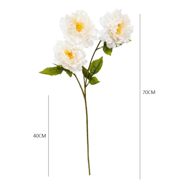 Vara Peonias Artificiales 70cm Flores Grandes Deco Pack X3 Rojo
