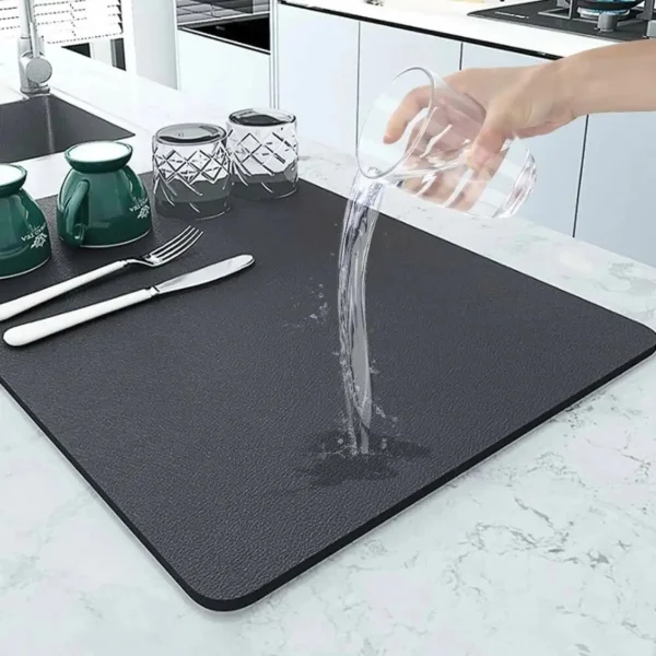 Escurridor Platos Mat Secaplatos Absorbente Secado Rapido Color Negro