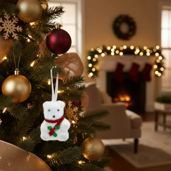 Adorno Colgante Árbol Navidad Oso X2 Decoración Navideña Blanco Colgante Oso