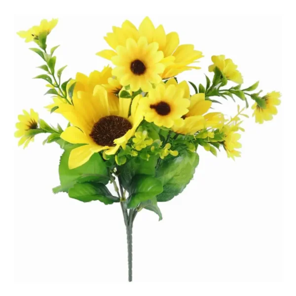 Ramo Girasol Flores Artificiales 30cm Decoracion Pack X4 Amarillo