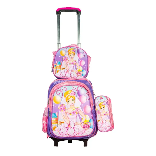 Mochila Carrito Espalda Escolar 2 En 1 Canopla Lunchera Luz