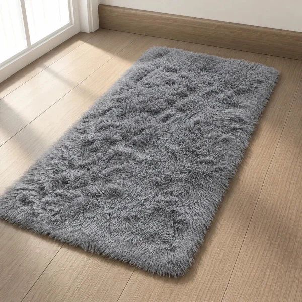 Alfombra Tapete Pelo Largo Nórdica Antideslizante 60x100cm 100 M 60 M Gris