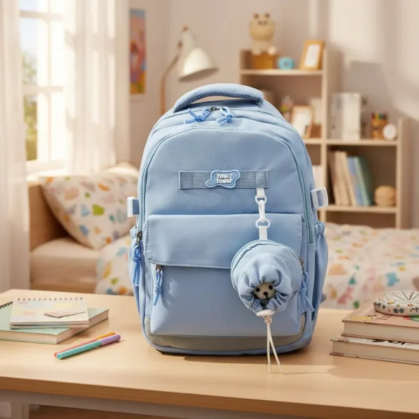 Mochila Escolar Urbana Porta Notebook Con Monedero Y Peluche