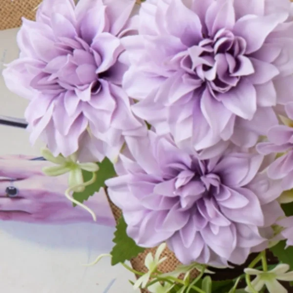 Ramo De Flores Artificiales Dalia 30cm Deco Hogar Pack X6 Lila