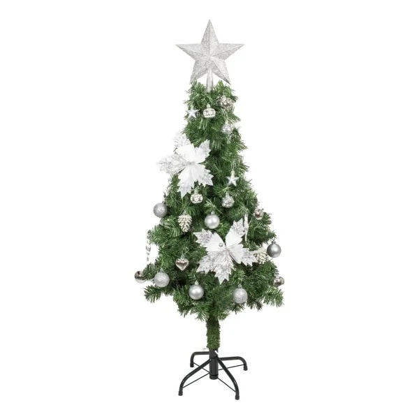 Arbol De Navidad Decorado Slim Verde 1,20mt + Kit Decoracion