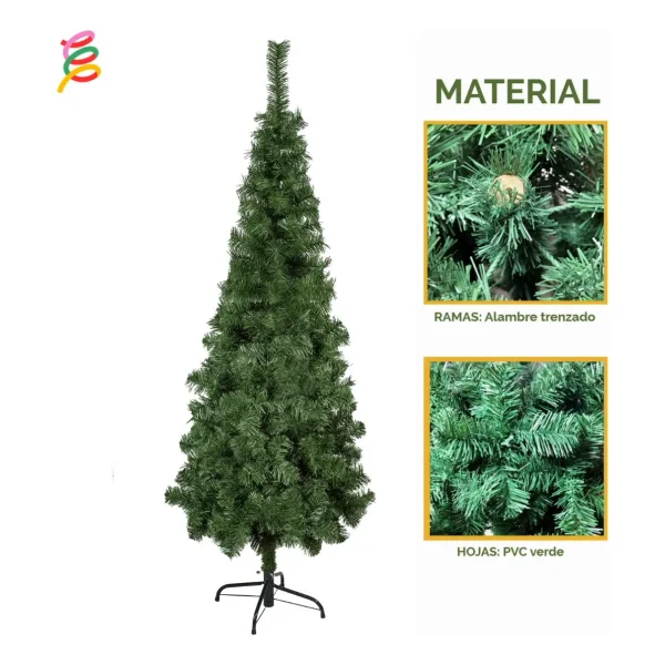 Árbol De Navidad Tronador Slim Verde 1.80mts Base Metal