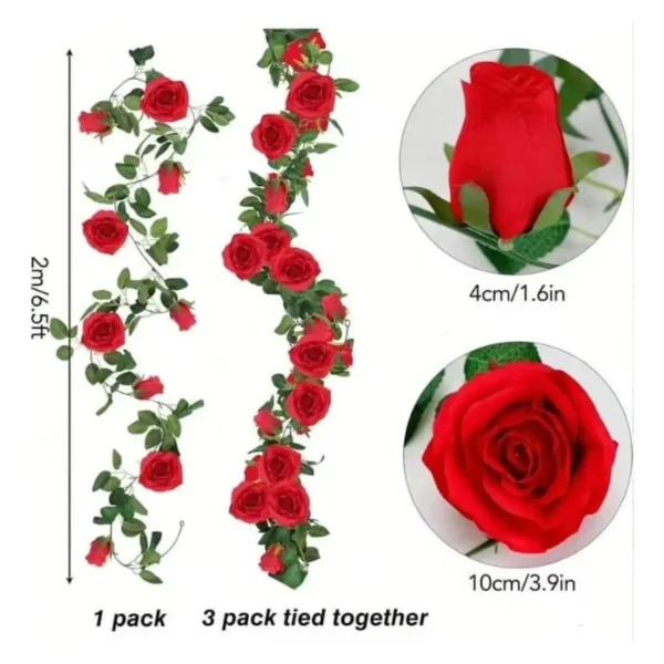 Flores Artificiales Enredadera Guía De Rosa Guirnalda 2mts