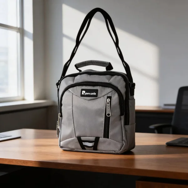 Morral Hombre Bandolera Organizador Bolsito Casual Urbana Gris Lisa