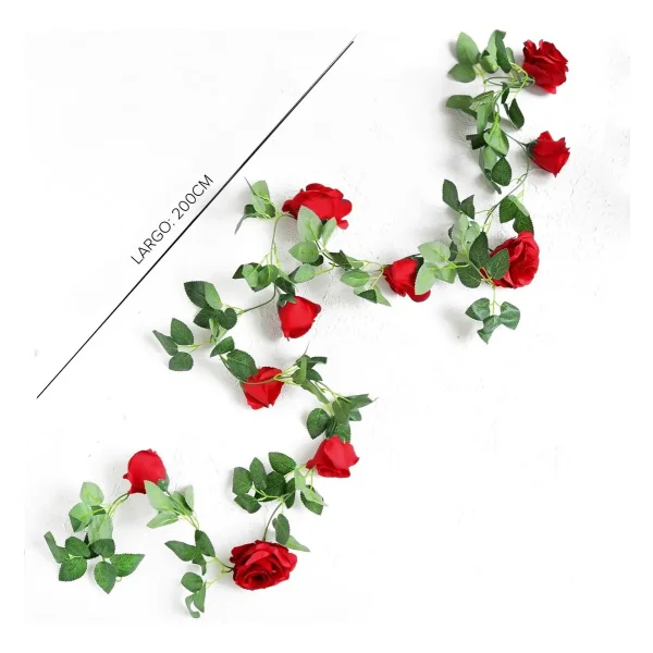 Flores Artificiales Enredadera Guía De Rosa Guirnalda 2mts
