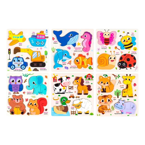 Juego De Encastre Rompecabezas 3d Madera Didáctico Niños Insectos