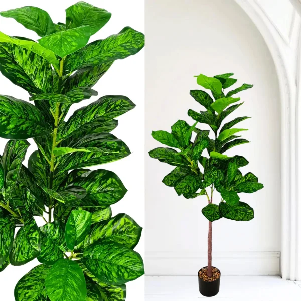 Ficus Artificial 130cm Verde Claro Expreso Polar Con Maceta Decorativa