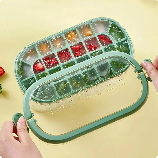 Cubetera Hielera Contenedor Hielo Portatil C/tapa Y Cuchara Verde