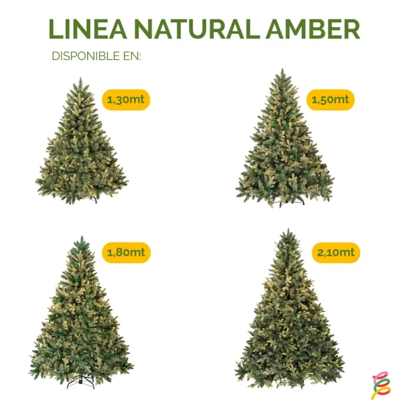 Arbol De Navidad Pino Natural Amber 2.10mts Base Metal Amber