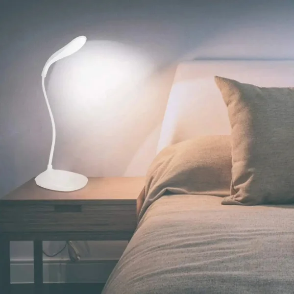 Lampara De Mesa Usb Velador Escritorio Luz Led Blanca Blanco