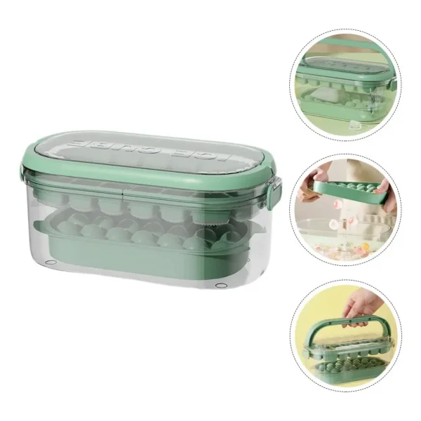 Cubetera Hielera Contenedor Hielo Portatil C/tapa Y Cuchara Verde