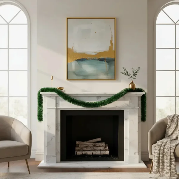 Guirnalda Boa Navidad Muerdago 9 Cm 2 Mts Deco Navideña X5u Verde