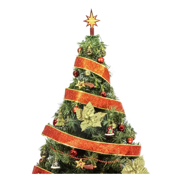 Arbol de Navidad Tronador Lujo Verde 1,50mts Kit 40 Rojo Oro