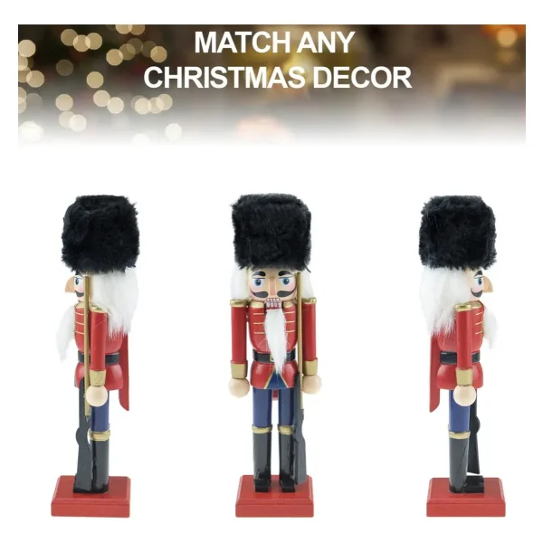 Cascanueces Soldado De Madera 20 Cm Adorno Navidad Madera Rojo