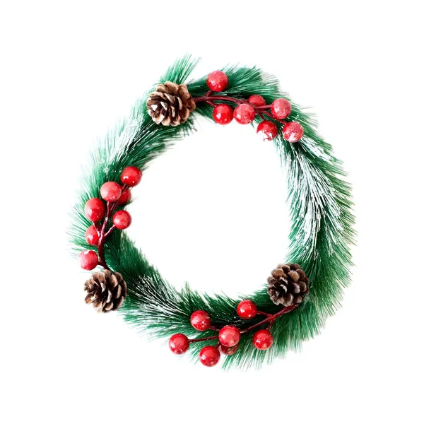 Corona Navideña Verde Nevado Decorada Navidad Color Verde Claro